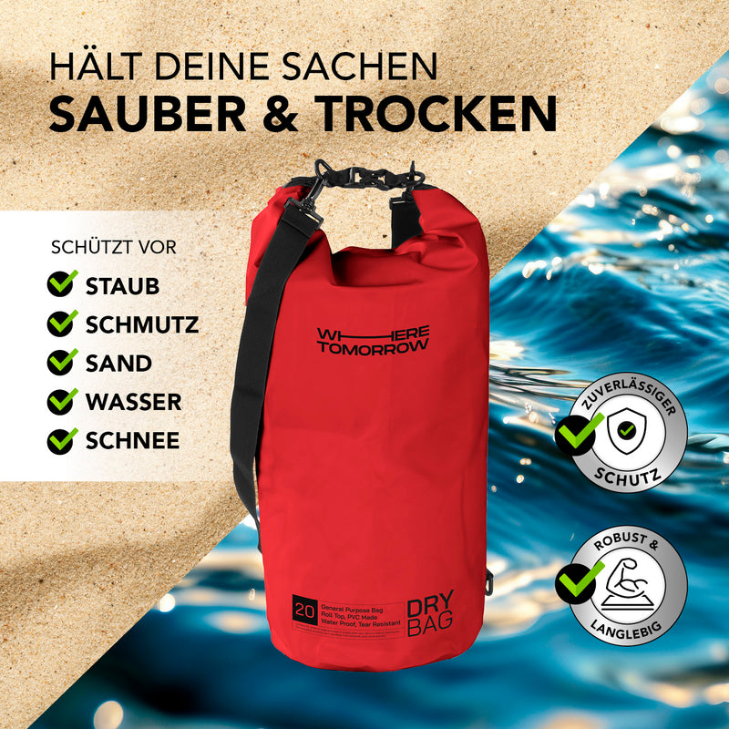 Where Tomorrow Dry Bag 20L - Style 01 - Rot