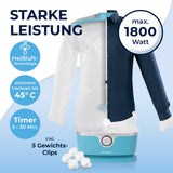 CLEANmaxx Hemdenbügler PRO für Oberbekleidung mit 1800 Watt, Heißluft-Technologie und Timer für schnelles, schonendes Trocknen und Bügeln.