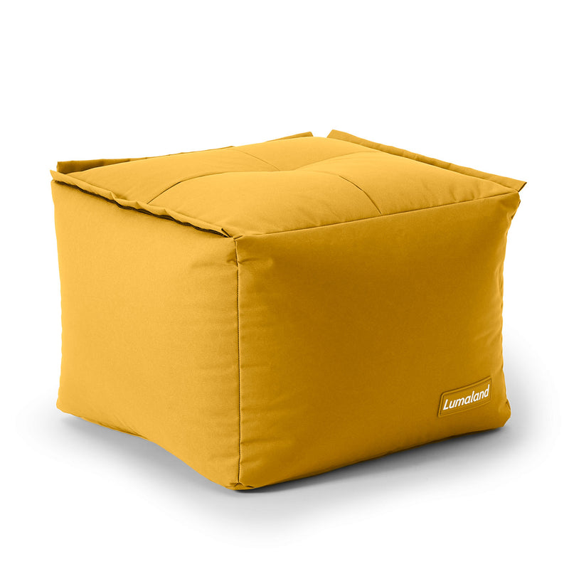 LUMALAND Sitzsack-Hocker Senfgelb, 200 L, modular kombinierbar, mit EPS-Füllung, robusten Nähten und abwischbarem Bezug.