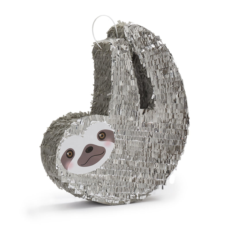 LUMALAND Pinata Set zum Befüllen inkl. Schläger & Augenbinde "Faultier" – coole Kindergeburtstags-Pinata in Faultier-Form, 46x45x10 cm.