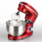 GOURMETmaxx Küchenmaschine rot mit 6 Geschwindigkeitsstufen, Turbofunktion, Edelstahl-Rührschüssel und Rühraufsatz.
