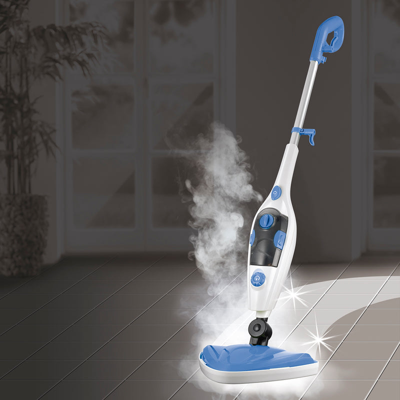 CLEANmaxx Dampfbesen mit Dampfregulierung - blau/weiß