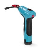 EASYmaxx Akku-Handkompressor mit LED-Beleuchtung in blau/schwarz, kabelloser Kompressor mit digitaler Luftdruckanzeige und Auto-Stopp-Funktion.