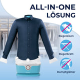CLEANmaxx Hemdenbügler PRO für Oberbekleidung blau, automatisches Trocknen und Bügeln ohne Bügeleisen, Bügelbrett oder Dampfglätter.