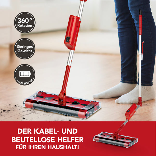 Akku-Besen Swivel Sweeper G2 + Ersatz-Akku kabellos, wiederaufladbar mit 360° Rotation und geringem Gewicht, ideal für leichte Reinigung.