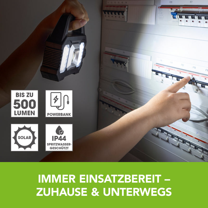 EASYmaxx Solar-Arbeitsleuchte mobil - Schwarz