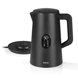 N8WERK Digitaler Wasserkocher mit Temperatureinstellung Midnight Black Edition, LED-Anzeige, Doppelwanddesign, 7 Tassen Kapazität