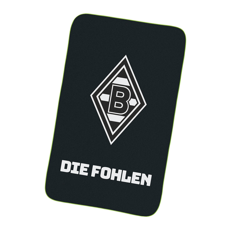 Borussia Mönchengladbach Sporthandtuch Deluxe 80x130 cm schwarz/weiß/grün, saugstark, leicht, schnelltrocknend, ideal für Sport und Reisen.