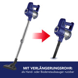 CLEANmaxx Akku-Zyklon-Staubsauger - blau/silber als Hand- und Bodenstaubsauger mit verlängerbarem Teleskoprohr.