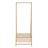 LUMALAND Kleiderständer aus Bambus 159x60x45 cm in Beige mit Ablagefach, stabil und modern für Jacken und Schuhe.
