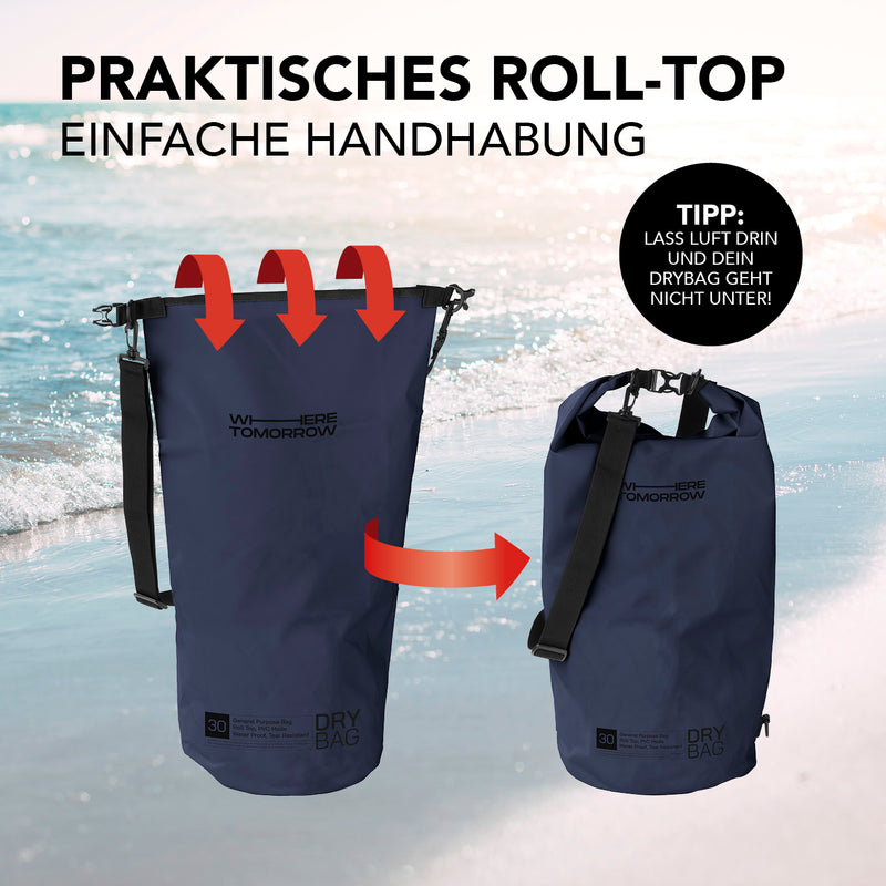 Where Tomorrow Dry Bag 30L - Style 01 - Dunkelblau