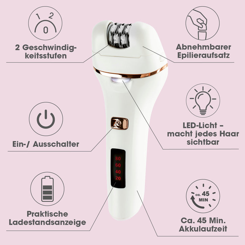 VITALmaxx Epilierer inkl. Akku & USB-Kabel - weiß/rosegold