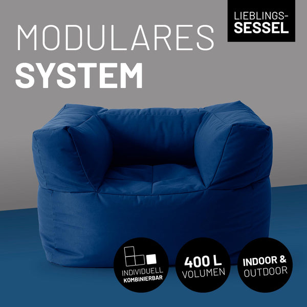 LUMALAND Sitzsack-Sofa Sessel - Kombinierbar mit dem Modularen System - 400 L - Navyblau