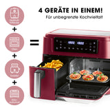 GOURMETmaxx Heißluft-Ofen & Fritteuse 2in1 beere/Edelstahl mit Touchdisplay, 4 Geräte in 1 für vielseitiges Kochen.