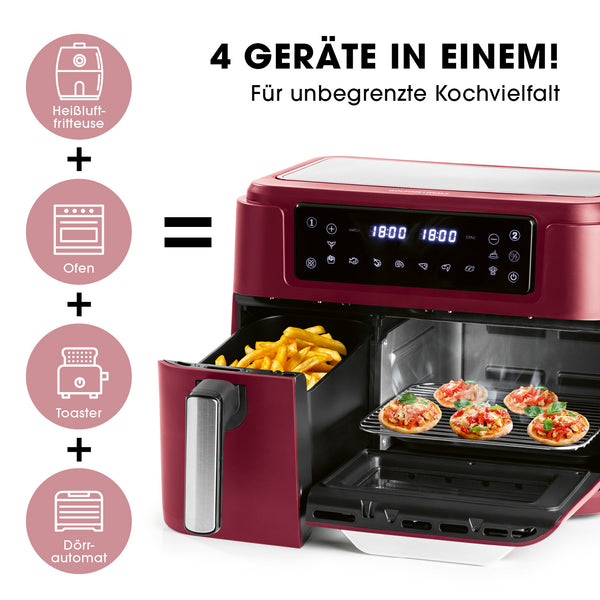 GOURMETmaxx Heißluft-Ofen & Fritteuse 2in1 - beere/Edelstahl