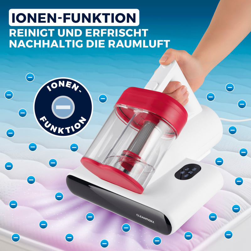 CLEANmaxx Milbensauger Rotation - entfernt 99,9 % aller Milben - mit UV-C-Licht - weiß/rot