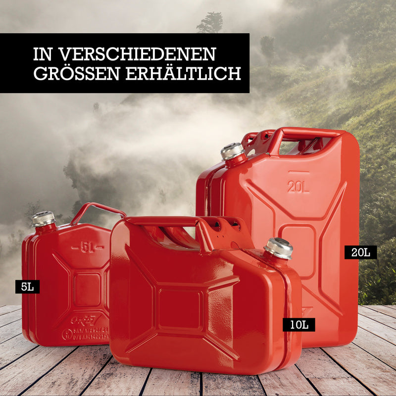 Oxid7 Kraftstoffkanister Metall mit Schraubverschluss - 5 Liter - Rot