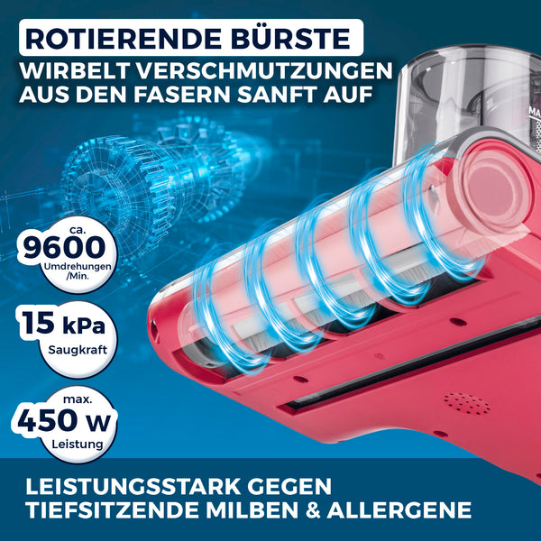 CLEANmaxx Milbensauger Rotation Power - entfernt 99,9 % Milben - mit UV-C-Licht
