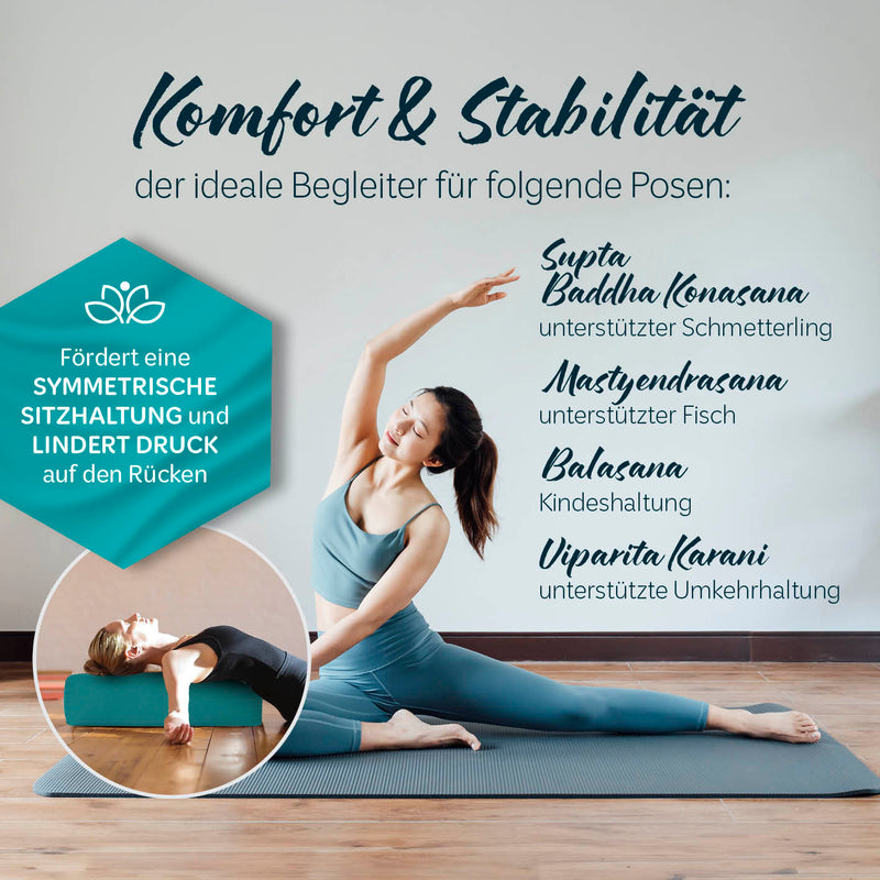 #DoYourYoga Yoga-Bolster Paravati - gefüllt mit Bio-Buchweizenschalen - 67 x 22 x 13 cm - Dunkelgrün