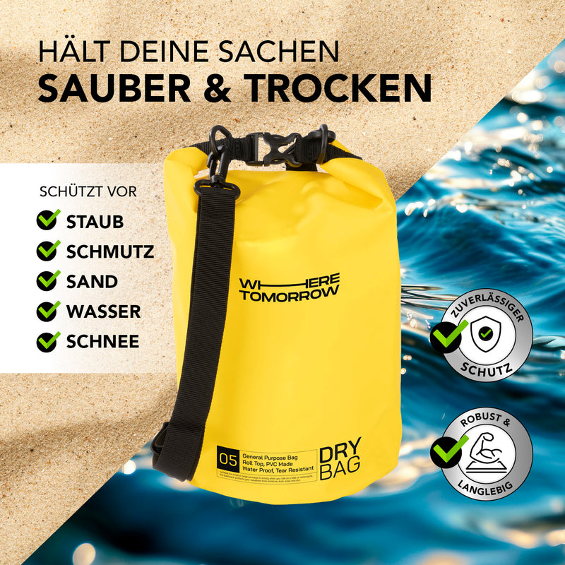 Where Tomorrow Dry Bag 5L - Style 01 - Gelb