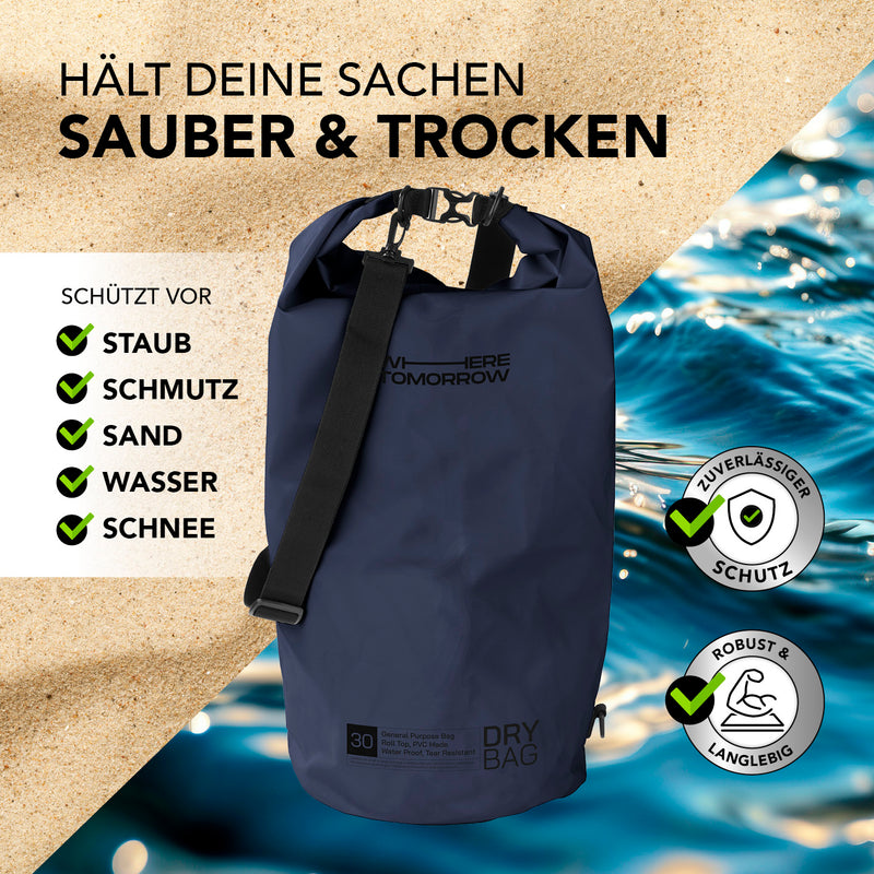 Where Tomorrow Dry Bag 30L - Style 01 - Dunkelblau