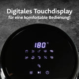GOURMETmaxx Heißluft-Fritteuse Digital mit Glas-Garkorb 3,3 l schwarz mit Touchdisplay und Temperaturregelung bis 200 °C.