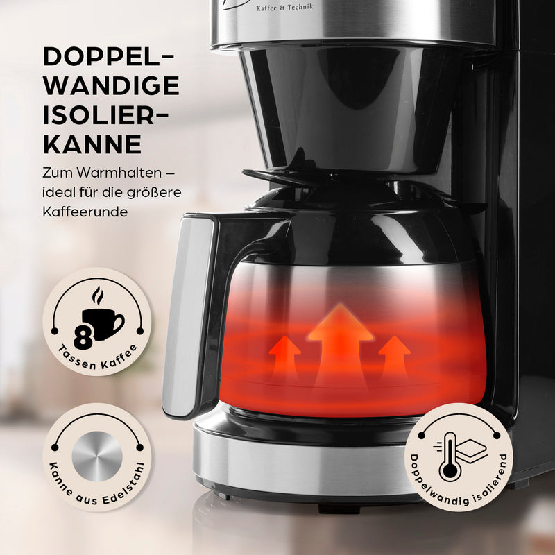 Barista Filterkaffeemaschine Touch Iso mit Mahlwerk und LED-Touchdisplay - 800W
