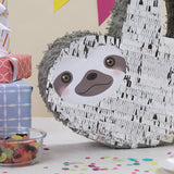 LUMALAND Pinata Set zum Befüllen inkl. Schläger & Augenbinde "Faultier" - bunte Kindergeburtstags-Pinata mit lustigem Faultier-Design.