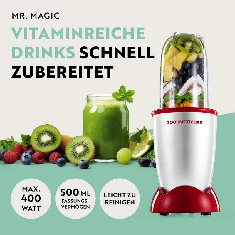 GOURMETmaxx Mr. Magic Power 400 Pro mit Zubehörset M - Shakes, Smoothies & Co.