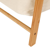 LUMALAND Kleiderständer aus Bambus - Detailansicht des stabilen Rahmens in natürlichem Beige, 159 x 60 x 45 cm.
