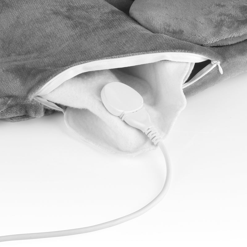 VITALmaxx Heizdecke Nacken & Rücken 2in1 100W mit weichem Fleece, Kabel und Zipper für Heiz- und Massagefunktion, Anthrazit.
