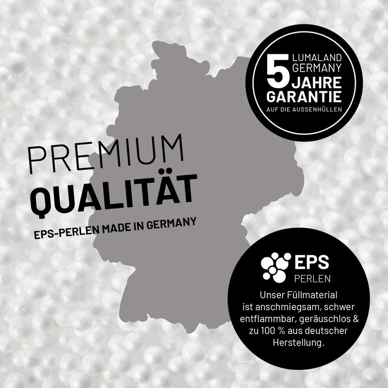 LUMALAND Sitzsack-Hocker Rotwein mit Premium EPS-Perlen, 5 Jahre Garantie und deutscher Herstellung für langlebigen Komfort.