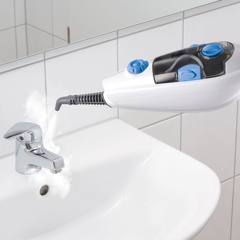 CLEANmaxx Dampfbesen mit Dampfregulierung - blau/weiß