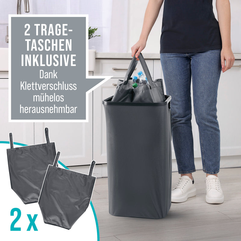 WELLENBORG Pfandflaschen-Sammelbehälter, 100 l - 2 Tragetaschen, Klettverschluss