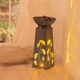 EASYmaxx LED-Dekosäule mit Pflanzschale in Beton-Optik grau mit warmweißen LEDs, Gingko-Design, kabellos und automatischem Abschalten.