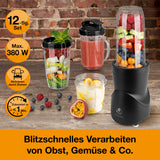 KOCHWERK Multifunktions-Mixer - Schwarz mit 8 Funktionen für Smoothies, Dips, Kaffee mahlen, To-go-Deckel und Eiscrushen.