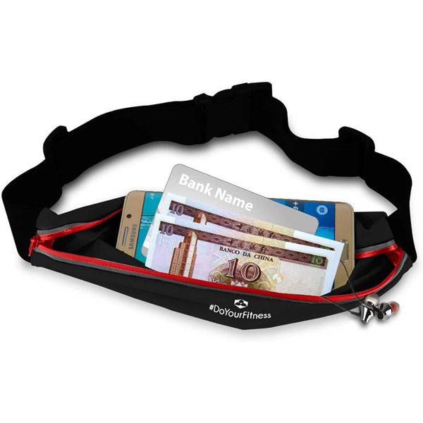 #DoYourFitness Laufgurt RunActive - Gürteltasche - Bauchtasche - Lauftasche - Schwarz/Rot