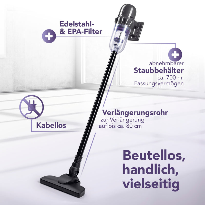 CLEANmaxx Akku-Staubsauger 2in1 - Hand- & Bodensauger kabellos, ladbar - 2 Düsen