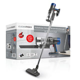 CLEANmaxx Kabelloser Hand- und Bodenstaubsauger mit Zyklontechnologie, 22,2V Akku und verstellbarem Teleskoprohr in Anthrazit/Blau.