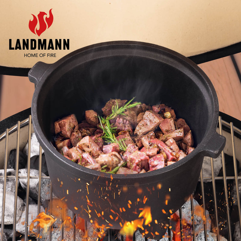 LANDMANN Dutch Oven Gusseisen emailliert - 4,5 l - Anthrazit