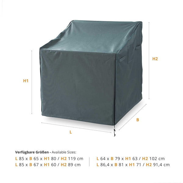 LUMALAND Abdeckung für gestapelte Patio Stühle - 85 x 65 x 80/119 cm - Grün/Grau