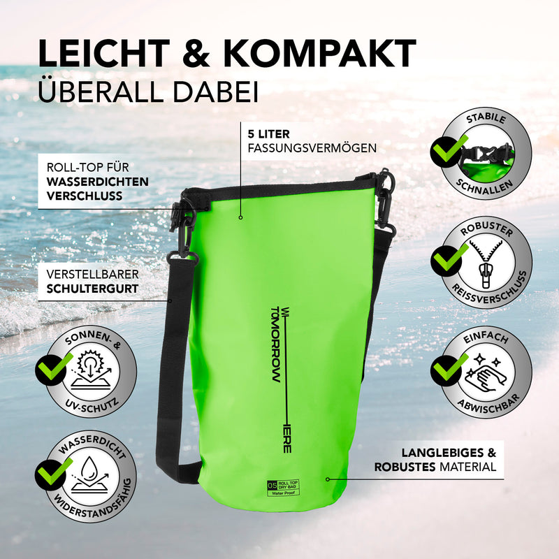 Where Tomorrow Dry Bag 5L - Style 02 - Grün