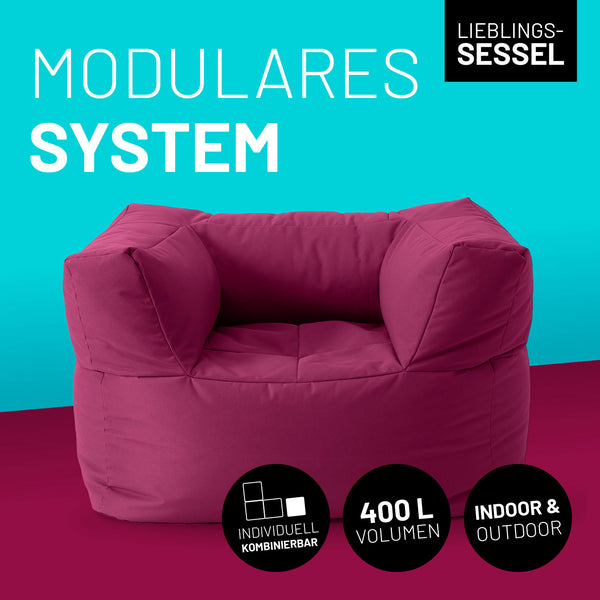 LUMALAND Sitzsack-Sofa Sessel - Kombinierbar mit dem Modularen System - 400 L - Rotwein