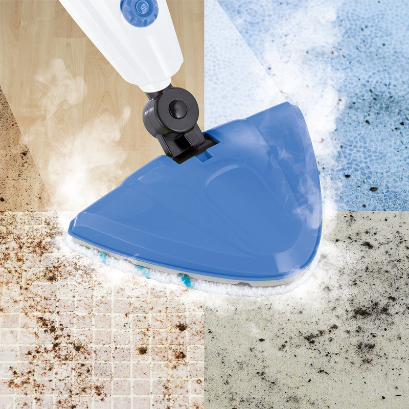 CLEANmaxx Dampfbesen mit Dampfregulierung - blau/weiß