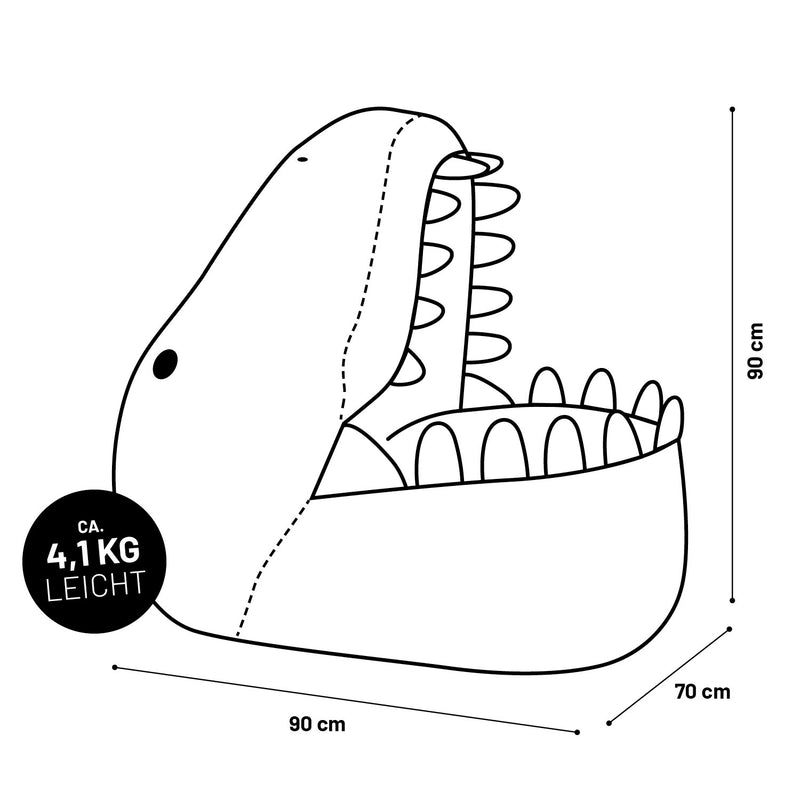 LUMALAND Animal Line Kindersitzsack Dino - Senfgelb