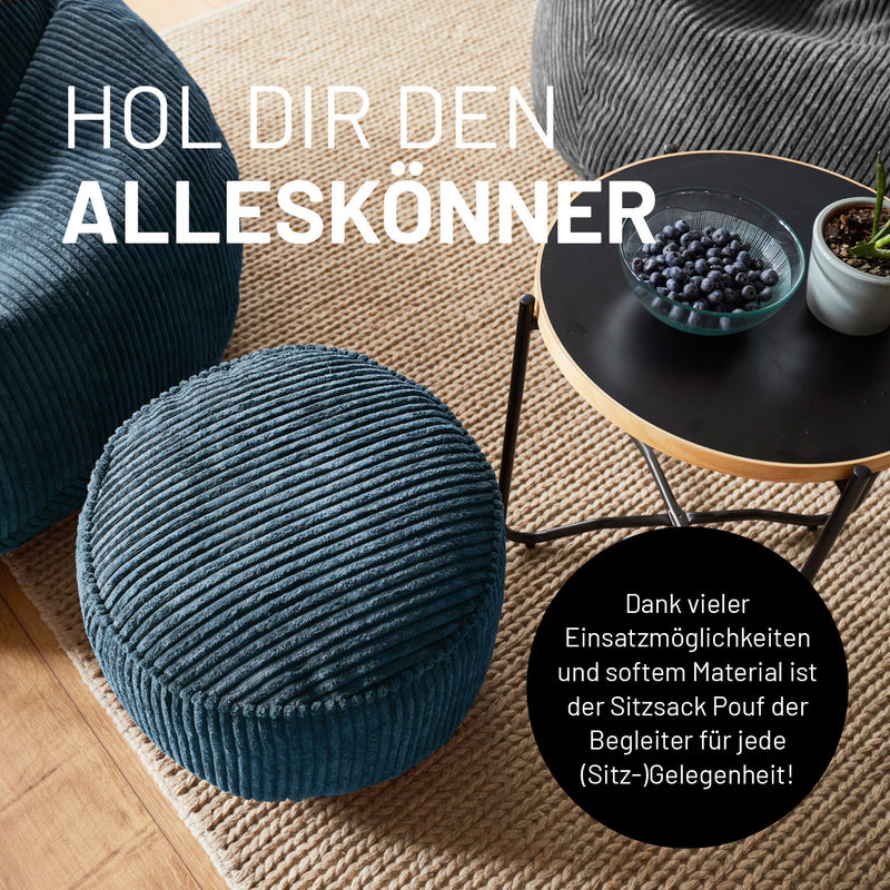 LUMALAND Sitzsack Pouf Cord - Grau