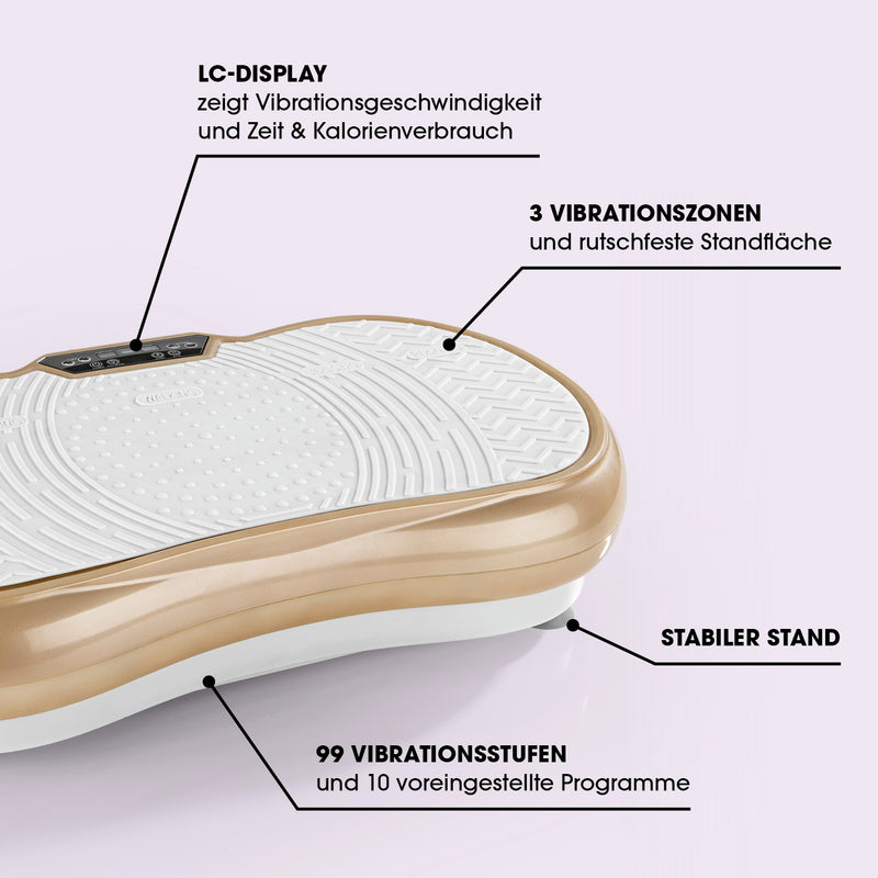 VITALmaxx Vibrationstrainer mit Expanderbändern - weiß/champagner