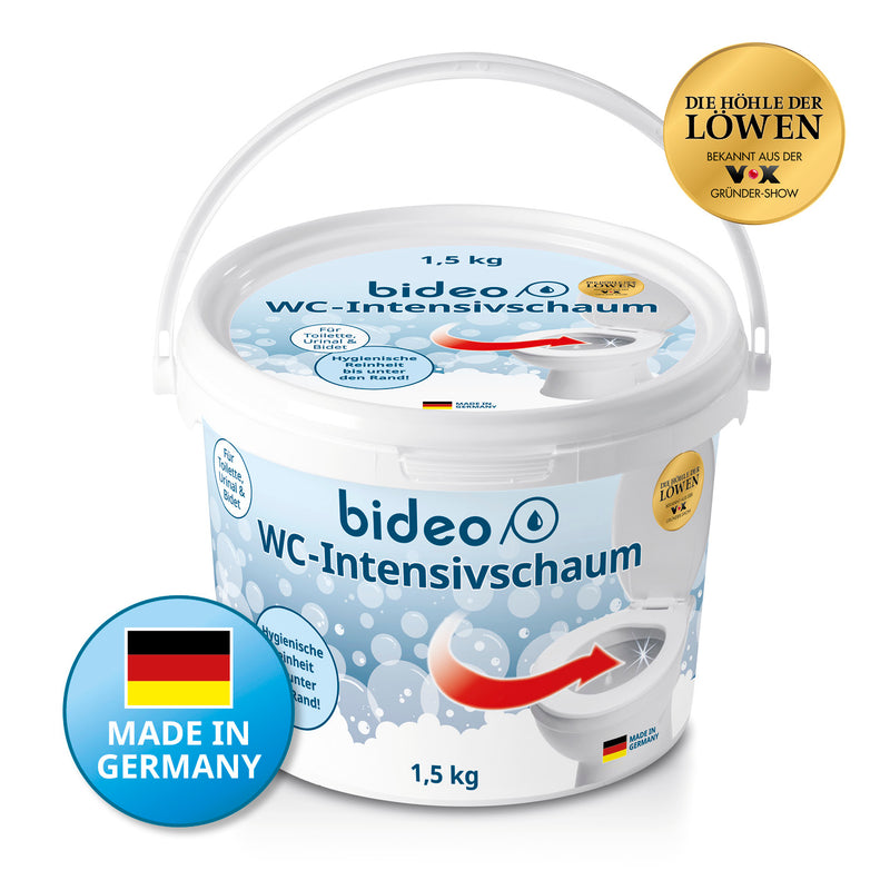 bideo® WC-Intensivschaum 1,5 kg für Reinigung bis unter den Rand | Selbstreinigender Kraftschaum für die Toilette