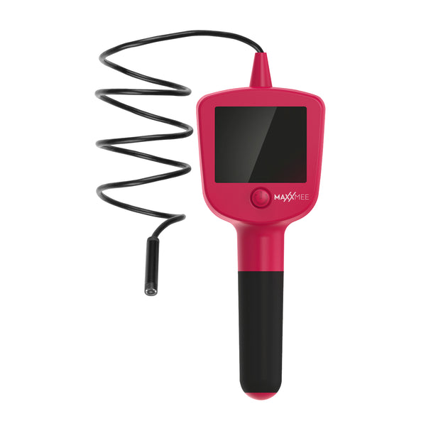 MAXXMEE Endoskopkamera 2.0 4-tlg. rot mit flexiblem 120 cm Kabel, LCD-Farbmonitor und wasserdichter Kamera für Inspektionen.