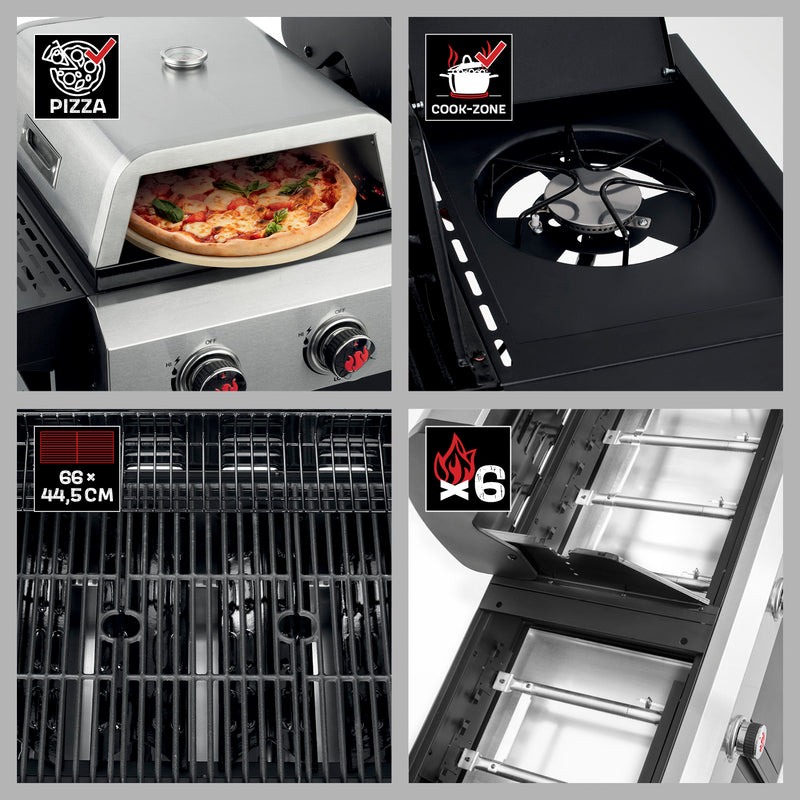 LANDMANN Gasgrill CALIANO 6.1 cooK mit Pizzaaufsatz